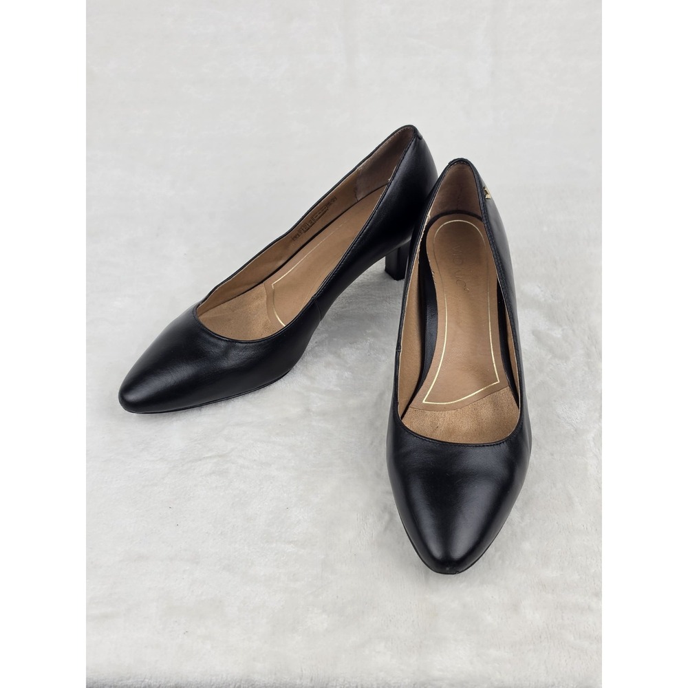 Vionic Mia VS305 Womens Pumps Size 9 Black Leather Block Heel Comfort